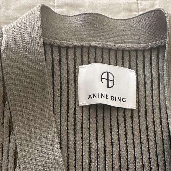 Anine Bing Layla Olive Khaki Ribbed Cardigan Sweater and Skirt SET XS NEW - Picture 3 of 7